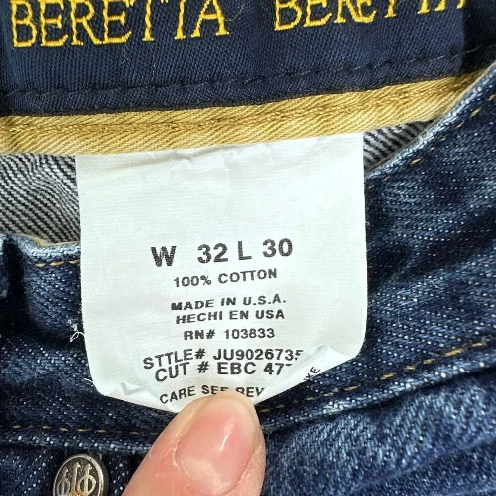 Beretta Jeans Men’s 32x30 Blue Straight Classic Fit Made in USA Dark Wash - Picture 7 of 10